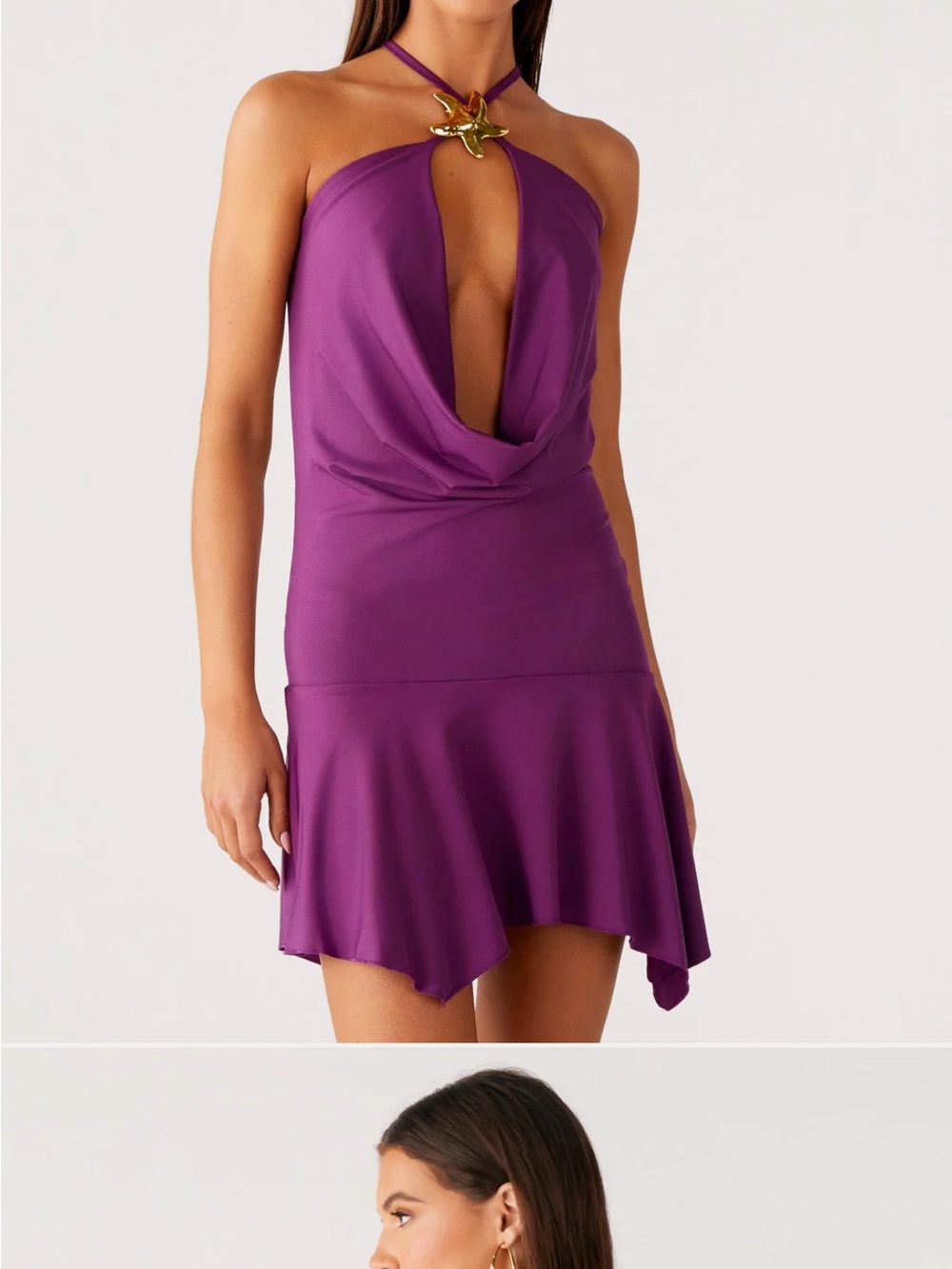 Peppermayo Purple Halter Cowl Mini Dress - Picture 4 of 4